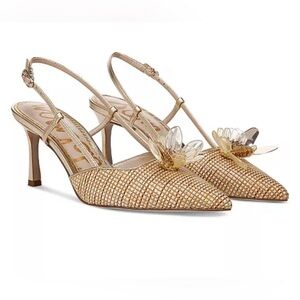 Sam Edelman Mali Slingback Sand Multi Raffia Dress Pumps Size 5.5 NEW